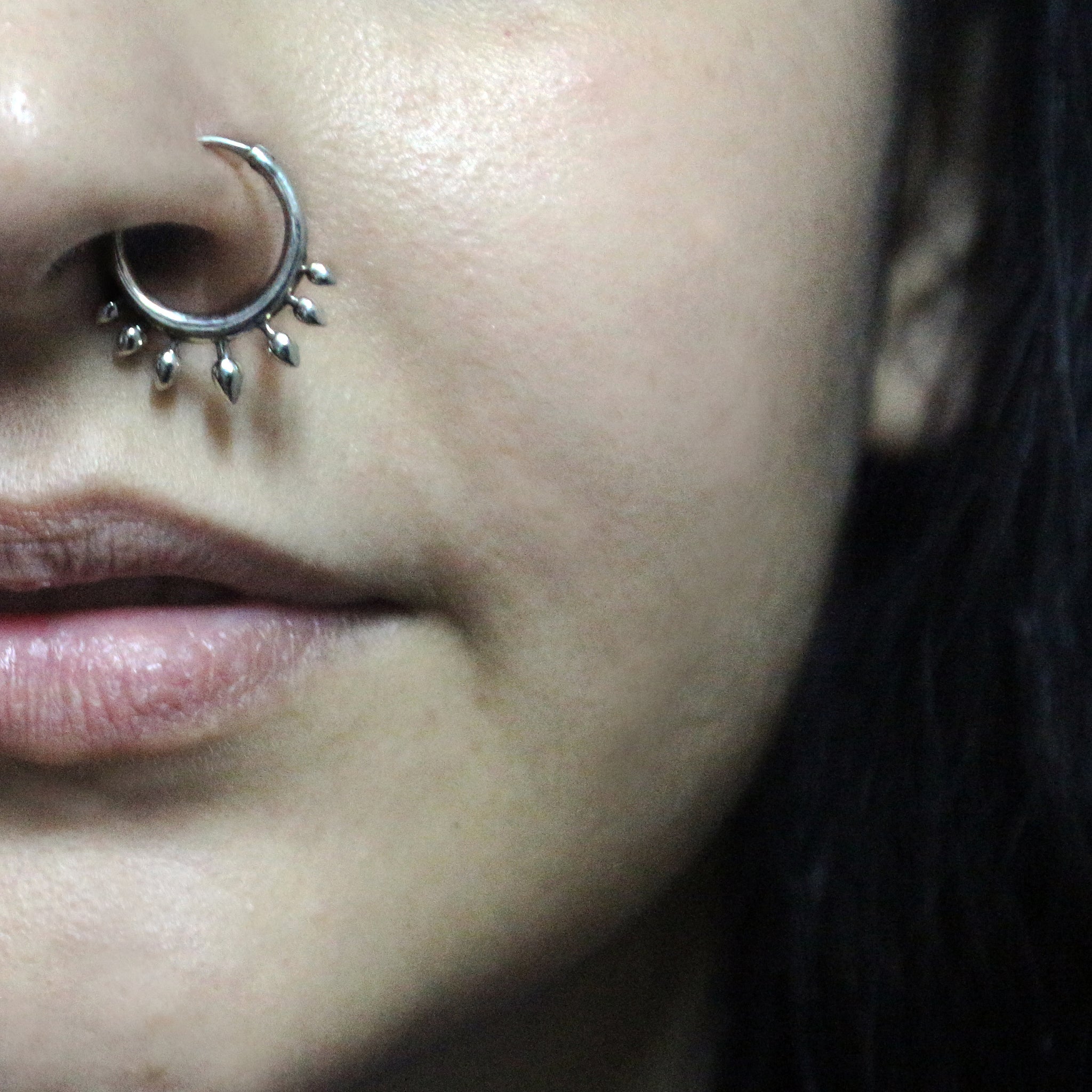 Silver Designer Nose Ring (Press Nose) – Laxmi Pearls